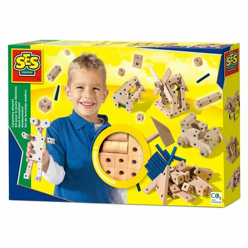 SES Creative Игровой набор плотника детский деревянный деревянные детали и элементы молоток колышки 3 года 1932₽