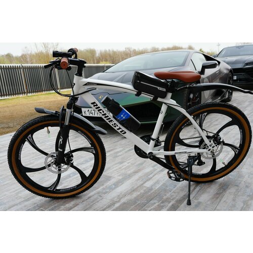 Велосипед горный RICHIESTO 24 колёса Алюминиевые кованные литые диски Спортивный белый с коричневым 26500₽