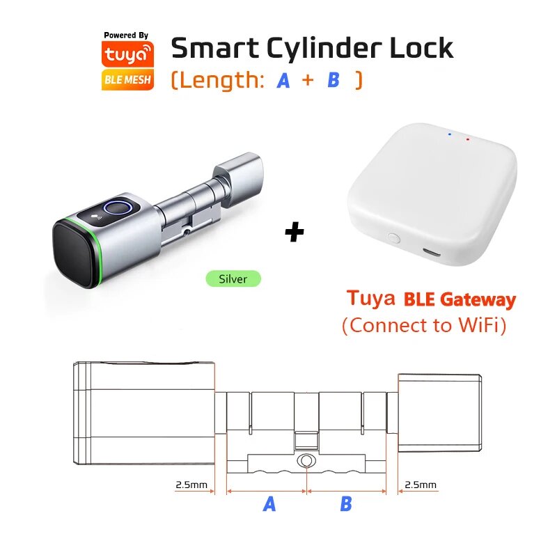 Электронный умный дверной замок Catchface TTLock, Tuya Silver and Hub, A 50 B 50
