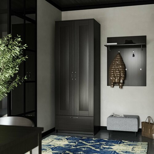 Шкаф ГУД ЛАКК Сириус 2 двери и 1 ящик 78х59х220 см черно-коричневый дуб венге 21799₽