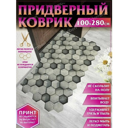 Коврик в прихожую придверный противоскользящий 100х280