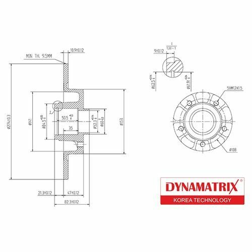 Тормозной диск задний (комплект 2 шт.) Dynamatrix-Korea DBD1569 для Renault GRAND SCENIC II JM01 II, Laguna II, Scenic II