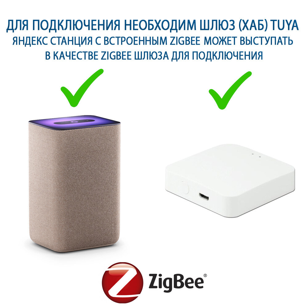 Умный выключатель с Алисой, Zigbee сенсорный выключатель одноклавишный белый, подключение с нулем и без нуля, закаленное стекло — фото 1