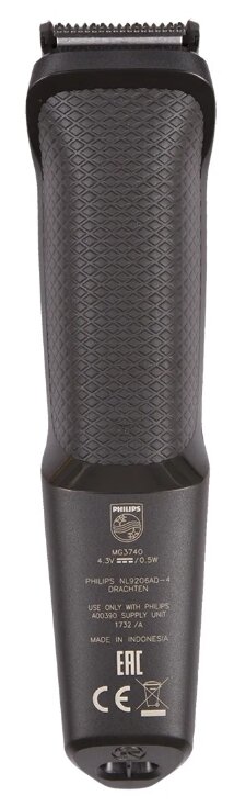 Триммер Phillips Multigroom MG3740, для бороды и тела, сменные насадки, черный — фото 1