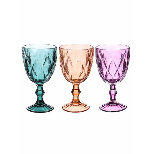 Набор цветных бокалов для вина 3 штуки 320 мл Vetta 702₽