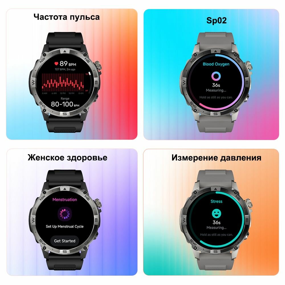 Cмарт часы мужские с GPS-трекером, мониторингом сердечного ритма и кислорода в крови, фитнес трекером и 1,43-дюймовым AMOLED-экраном,530mAh — фото 1