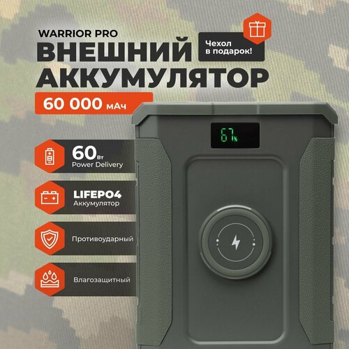Внешний аккумулятор ударопрочный Wattico WARRIOR PRO с автомобильной розеткой и беспроводной зарядкой LifePo4 5000000₽