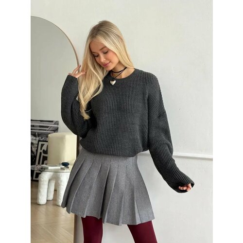 фото Свитер versense knit collection, размер oversize, , серый без бренда