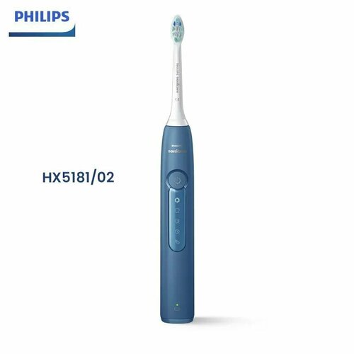 Электрическая зубная щетка Philips HX5181/02, синяя, улучшенная, с микропузырьковым потоком воды
