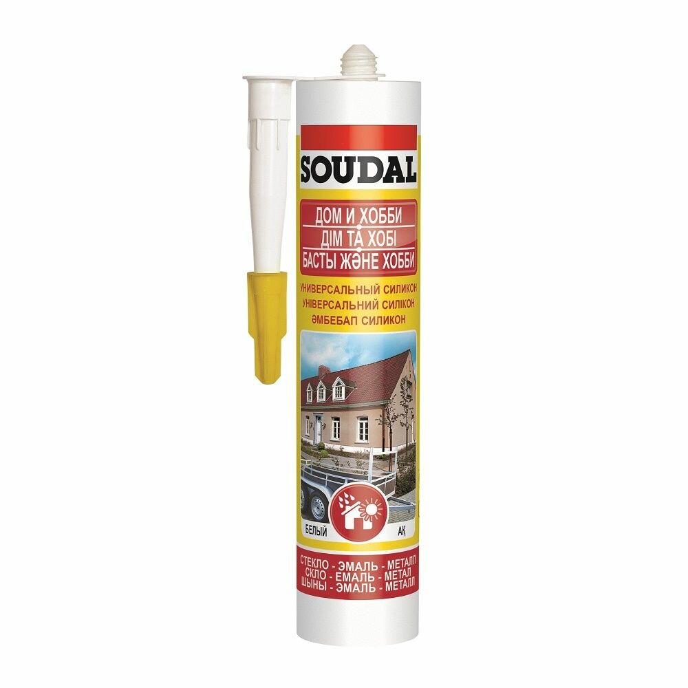 Герметик силиконовый универсальный Soudal (280мл) серый упак (12 шт)