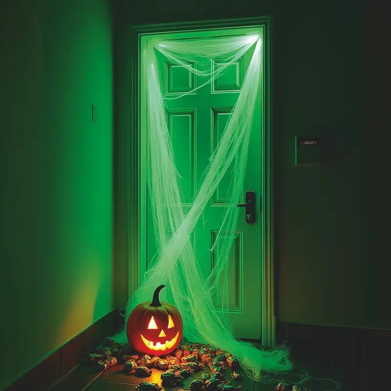 Паутина декоративная, светящаяся, белый цвет, длина 15 м, 1 шт