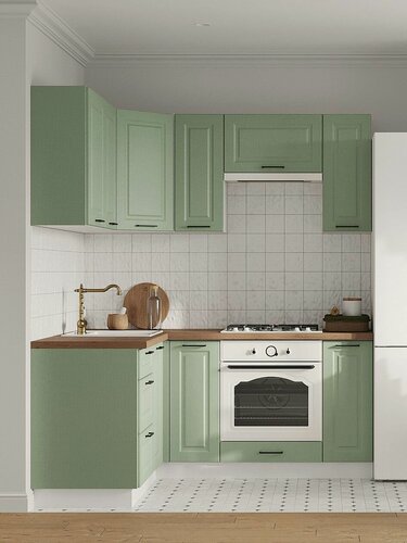 Изображение товара Кухонный гарнитур угловой Шервуд 1.8х1.5 м, мебель для дома и кухни, Белый / Шато мята