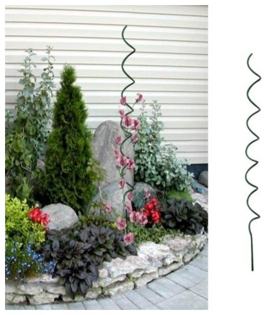 Опора спиральной формы для растений 80 см, комплект 10 шт, металлическая опора используется для комнатных и садовых цветов, помогает им вытянуться - фотография № 4