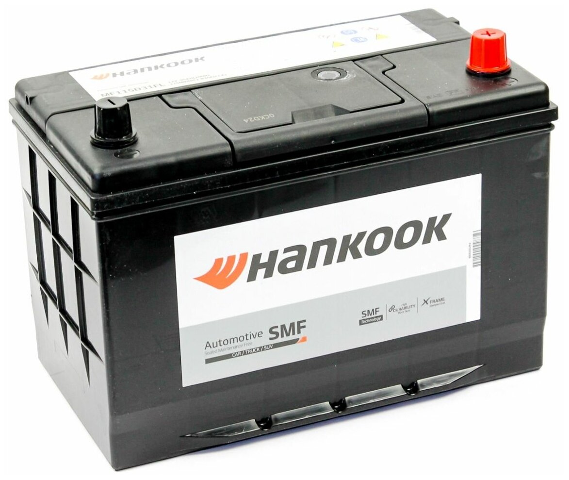Аккумуляторная батарея HANKOOK 6СТ-95.0 (115D31L) (обратная полярность, азиатский типоразмер, бортик)