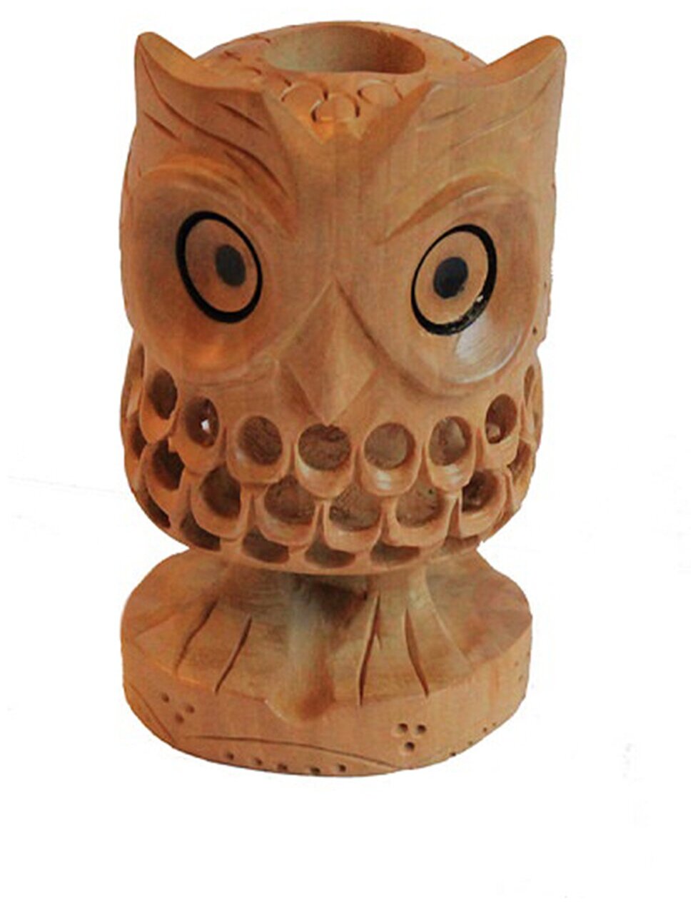 Сова дерево/ яблоня, резная, ажурная, ручная работа, 7х4.5х4.5 см, для зубочисток. Индия