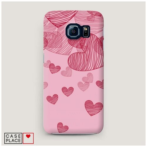 фото Чехол пластиковый samsung galaxy s6 фон из сердечек 5 case place