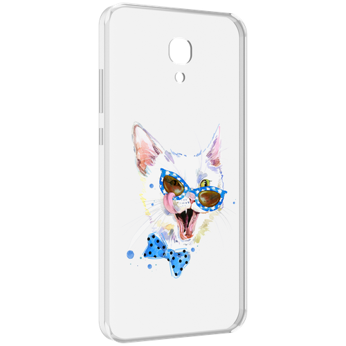 Чехол MyPads белый кот для Meizu M6 (M711Q) задняя-панель-накладка-бампер