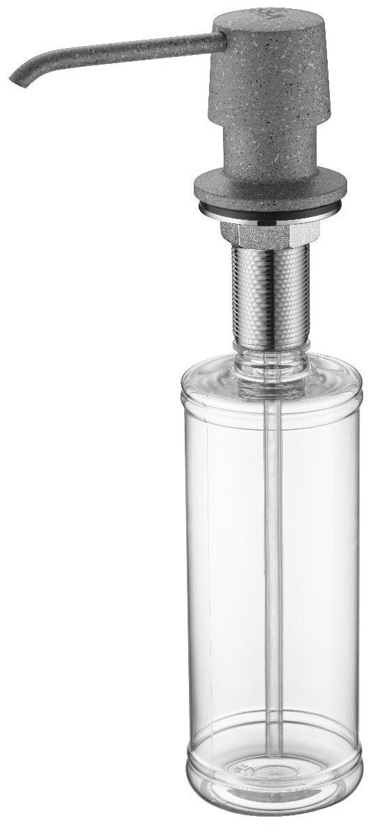 Диспенсер для моющего средства / дозатор для жидкого мыла Paulmark SAUBER, латунь / пластик, 350 мл, встраиваемый, для кухни / ванны, серый, D001-310