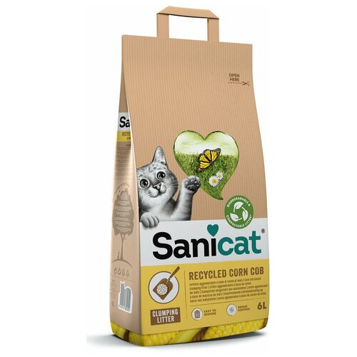 SaniCat кукурузный комкующийся наполнитель 6 л