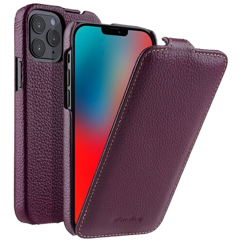 фото Кожаный чехол флип melkco для apple iphone 12 / 12 pro (6.1") - jacka type, сиреневый