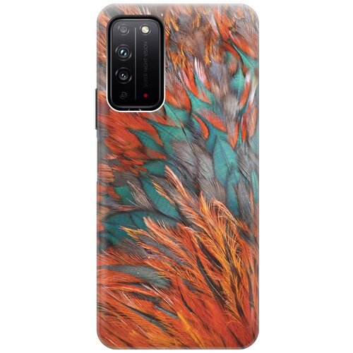 фото Ультратонкий силиконовый чехол-накладка для honor x10 с принтом "разноцветные перья" gosso