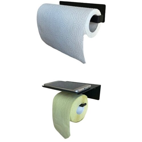 Держатель для полотенец+держатель для туалетной бумаги с полочкой.Комплект