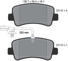 Дисковые тормозные колодки задние Textar 2511201 для Nissan NV400, Opel Movano, Renault Master, Vauxhall Movano (4 шт.)