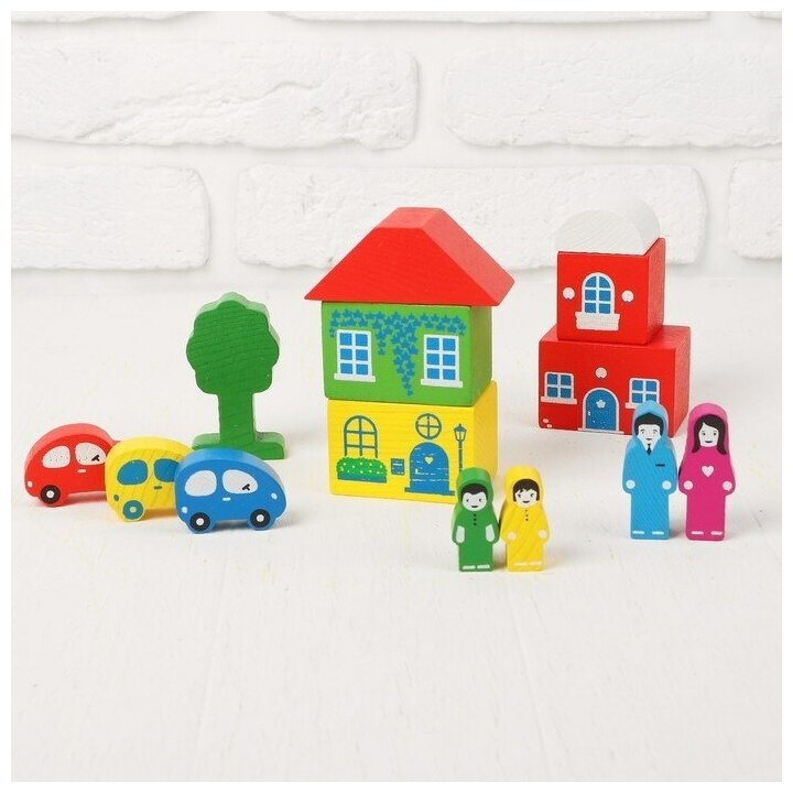 Томик Конструктор "Цветной Городок", зелёный, 14 деталей