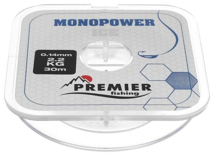 Леска MONOPOWER ICE 014 мм/30 м Clear Nylon PREMIER fishing