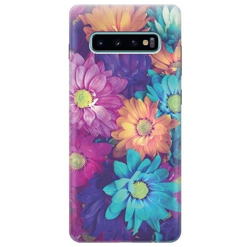 фото Ультратонкий силиконовый чехол-накладка для samsung galaxy s10+ с принтом "много цветов" gosso