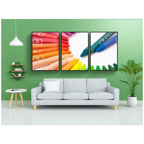 фото Набор модулных постеров для интерьера "мел, цветные карандаши, цветовой круг" 60x90 см. в тубусе, без рамки lotsprints