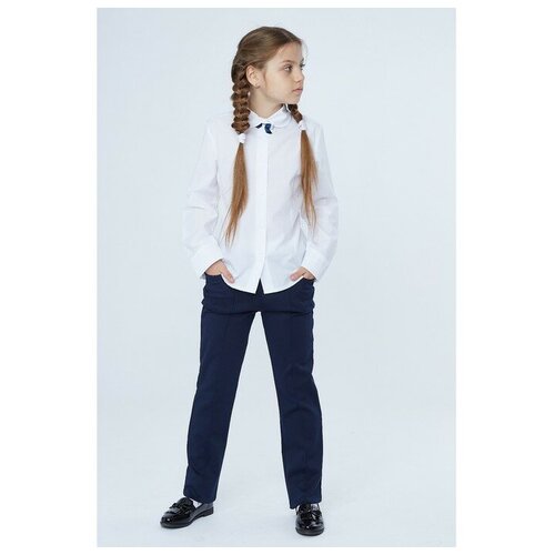 Модные Ангелочки Школьные брюки для девочки, цвет синий, рост 152