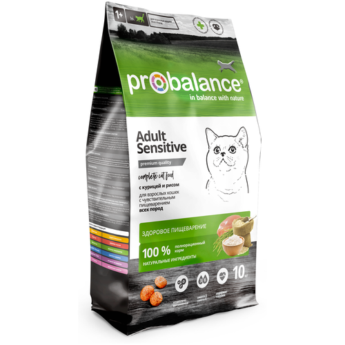 фото Probalance д/кошек adult sensitive, с курицей и рисом, мешок 10 кг