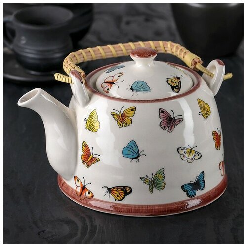 фото Чайник заварочный "бабочки", 900 мл, с металлическим ситом yandex market