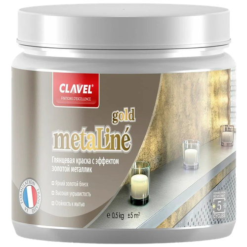 Краска акриловая Clavel Metaline gold 0.5 кг