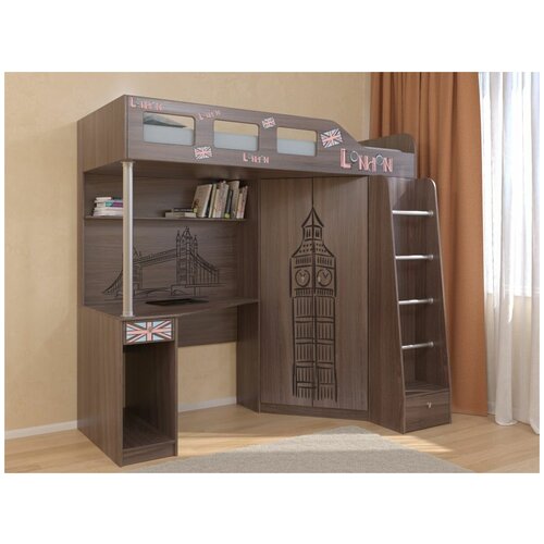 фото Adeta кровать-чердак астра 7 дуб шамони/биг бен