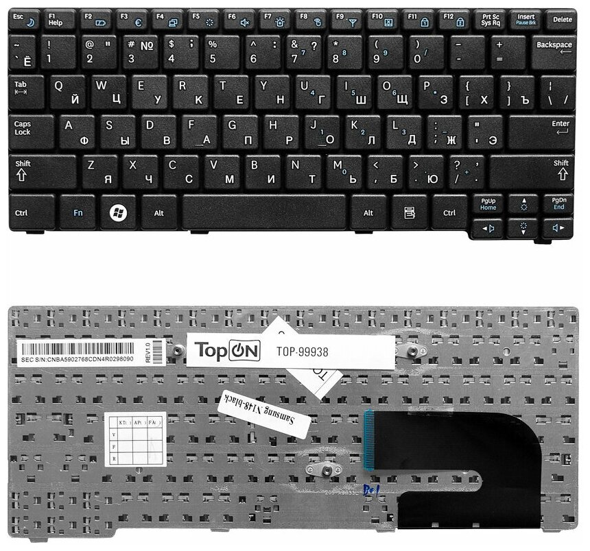 Клавиатура для ноутбука Samsung N140 N144 N145 N148 N150 черная