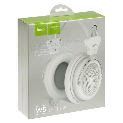 Наушники Hoco W5 проводные полноразмерные с микрофоном Jack 35 мм 12 м белые 159600₽