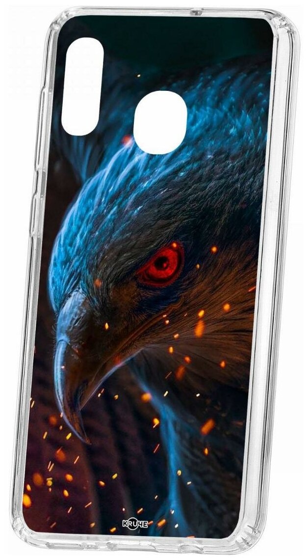 Чехол для Samsung Galaxy A20/A30 Kruche Print Орел,пластиковая накладка,силиконовый бампер с защитой камеры,противоударный прозрачный кейс с рисунком