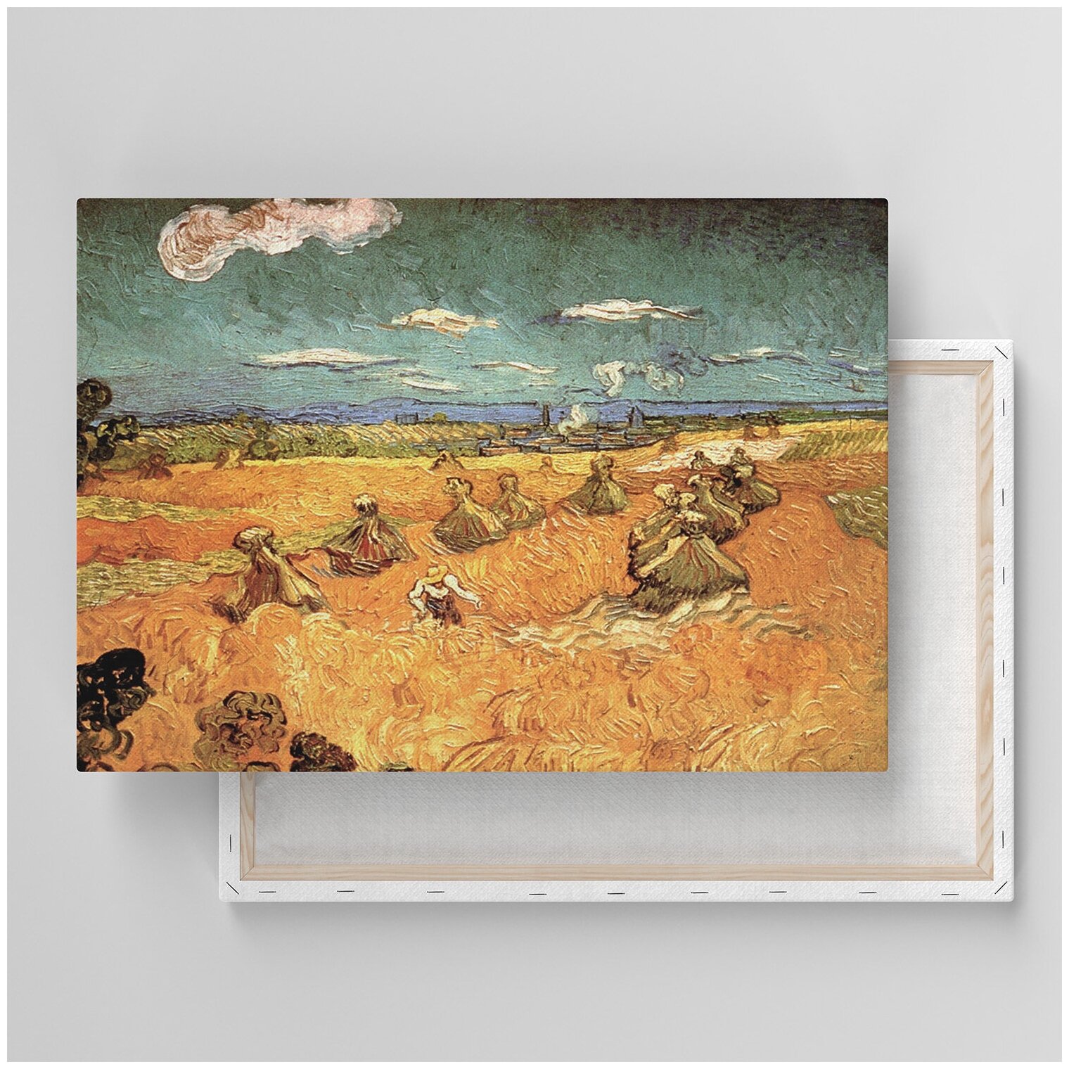 Картина на холсте с подрамником / Van Gogh / Ван Гог - Хлебные скирды и Жнец