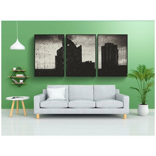 фото Набор модулных постеров для интерьера "мокрый, дождь, строительство" 60x90 см. в тубусе, без рамки lotsprints