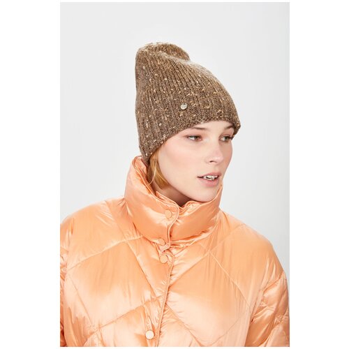 фото Шапка baon шапка-бини с мохером и подкладкой baon, размер: б/р 56, soft caribou melange