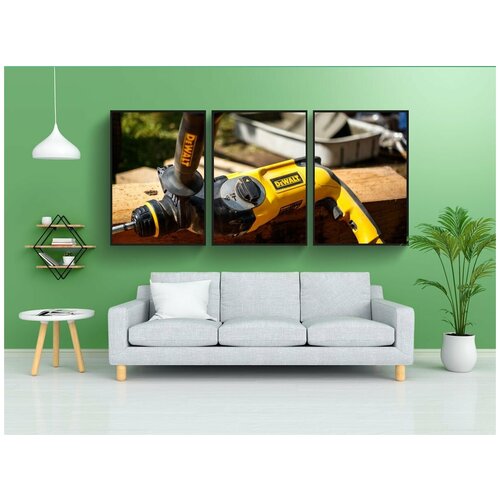 фото Модульный постер "электродрель, сверло, инструмент" 180x90 см. из 3х частей в тубусе, без рамки lotsprints