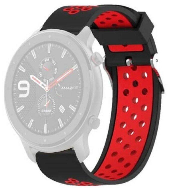 Ремешок DF для Amazfit GTR 1.39 47mm/Huawei Watch GT2 46mm xiSportband-03 Black-Red