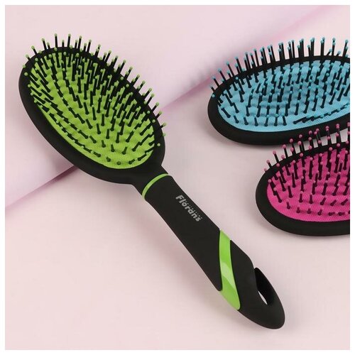 Расческа Радуга, массажная, овальная, цвет микс, 25,5 см