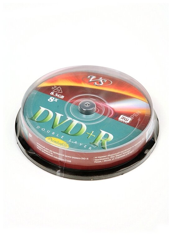 VS Диск DVD+R VS 8.5Gb 8x Cake Box, 10шт