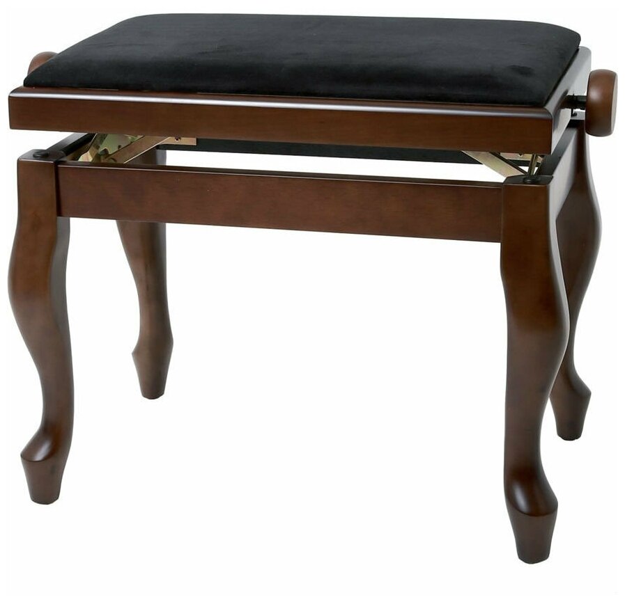 GEWA Piano Bench Deluxe Classic Walnut Matt банкетка орех матовый гнутые ножки верх черный (130370)