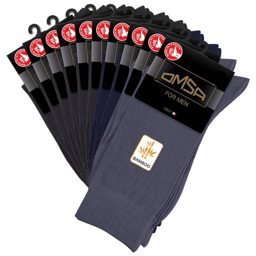 фото Мужские носки omsa, 10 пар, 10 уп., классические, размер 45-47, мультиколор