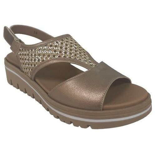 фото Босоножки piesanto женские (арт 200870) темно-бежевые из натуральной кожи, размер 40