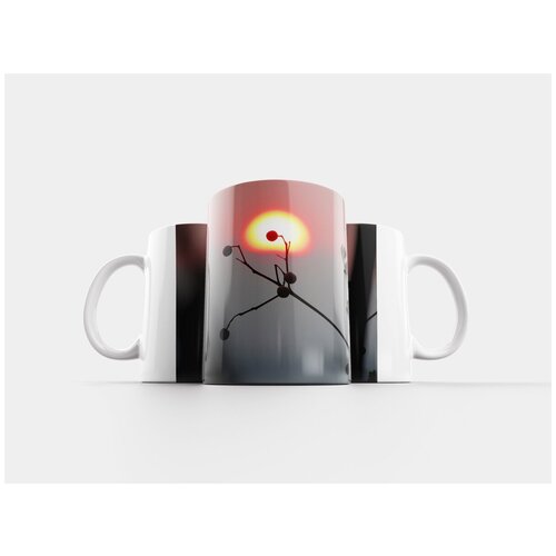 фото Кружка "заход солнца, природа, силуэты растений" 320 мл lotsprints